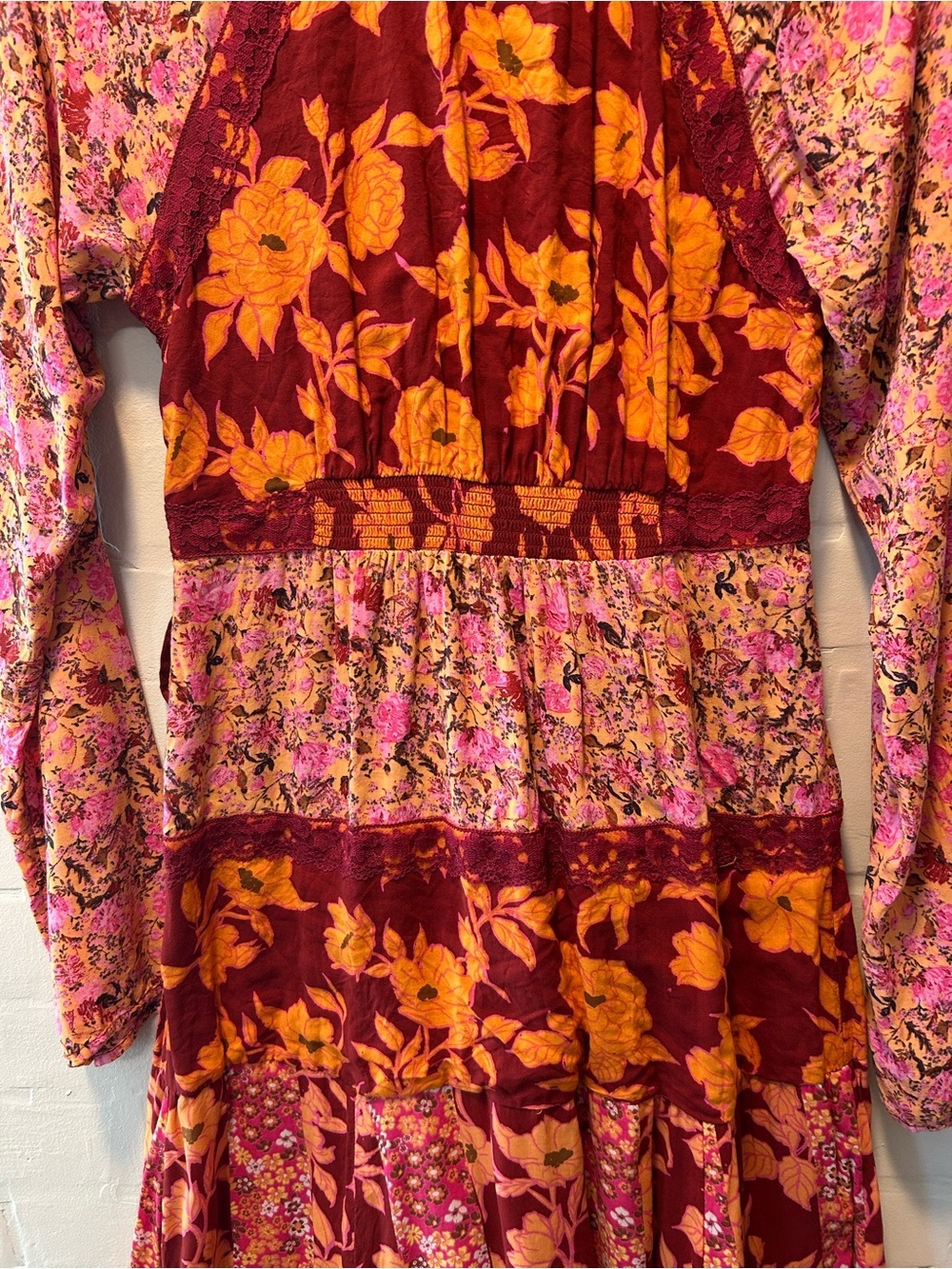 Free People Tilda Femme Combo Floral Faux Wrap Maxi Dress Size Small - Picture 9 of 13